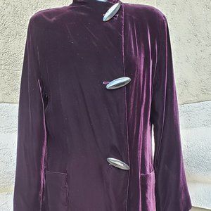 Vintage Krizia Long Coat Velvet fabric Sz 6 to 8